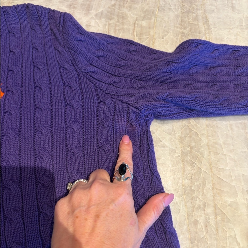 Ralph Lauren Sport Purple Cable Knit Sweater XL - Picture 5 of 6
